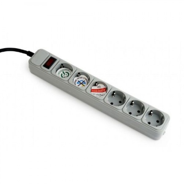 1.8m Gembird Power Protector 6 Sockets Surge Overvoltage Protection
